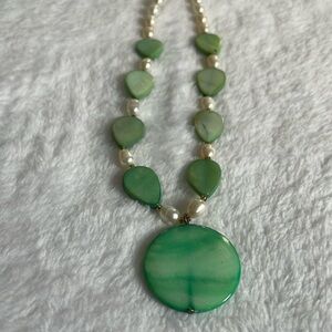 Necklace of Pearls and Aqua beading